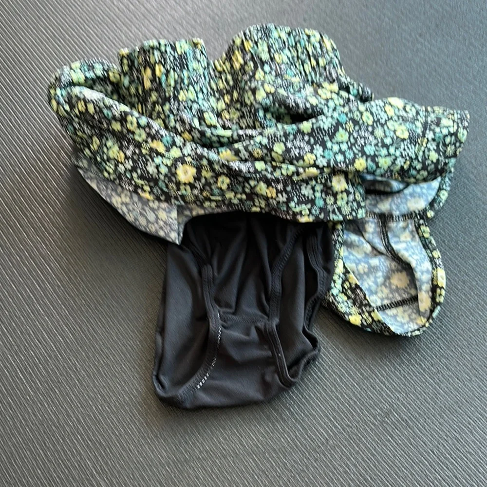 Senita Athletics Floral Black and Yellow Athletic Shorts